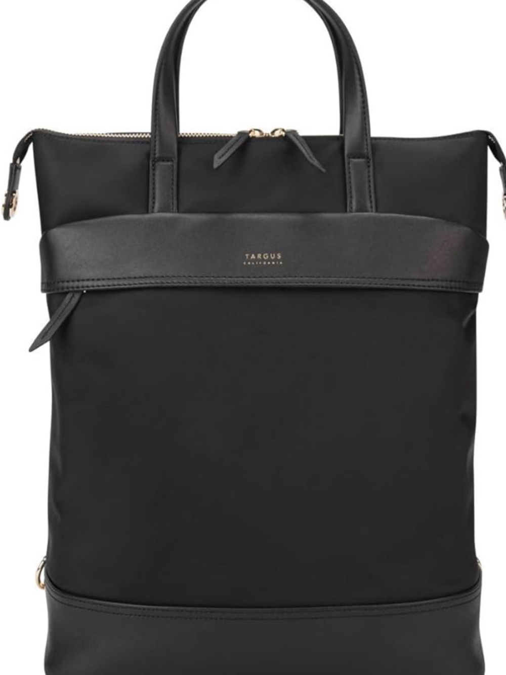 Targus Black Tote-Style Laptop Backpack with Gold Accents